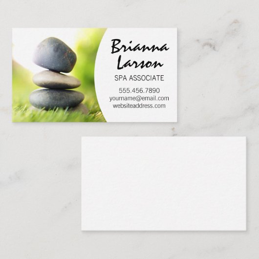 スパ | 草の中に積み上げた石 名刺 (正面/裏面)