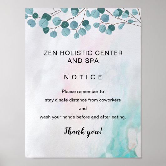 スパCOVIDセーフティブレークルームティール（緑がかった色）ブラックウォーター色 ポスター (正面)