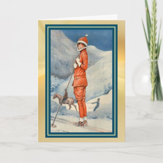 スビクトリアンキースフランスのロープクリスマスカード シーズンカード (正面)