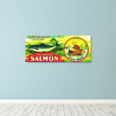 スピアサーモン缶ラベルはいベイ， AK キャンバスプリント (インサイチュ (ウッドフロア))