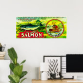 スピアサーモン缶ラベルはいベイ， AK ポスター (ホームオフィス)