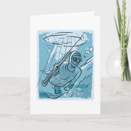 スピアフィッシングダイバースピア魚釣りダイビングギフト カード (正面)