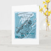 スピアフィッシングダイバースピア魚釣りダイビングギフト カード (黄色い花)