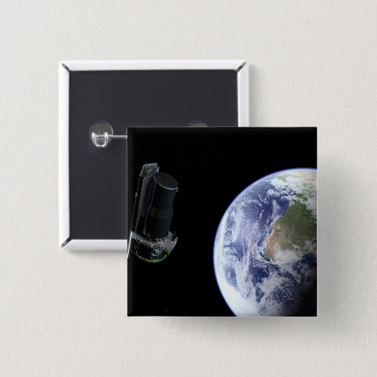 スピッツァーは打ち上げ直後に地球を出発 缶バッジ (正面&裏面)