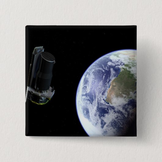 スピッツァーは打ち上げ直後に地球を出発 缶バッジ (正面)