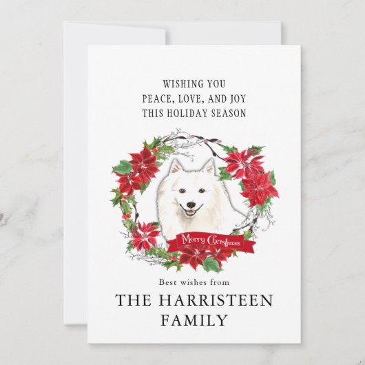 スピッツ日本のウォーターカラーポインセチア・クリスマス シーズンカード (正面)