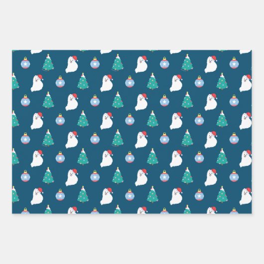 スピッツ日本のドッグの可愛いクリスマス ラッピングペーパーシート (正面3)