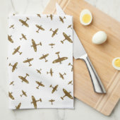 スピットファイア戦争飛行機パターン キッチンタオル (四つ折り)