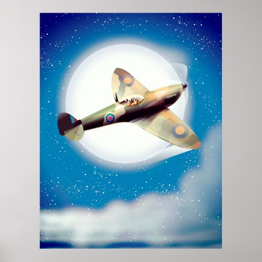 スピットファイア航空機トラベルポスタープリント ポスター (正面)