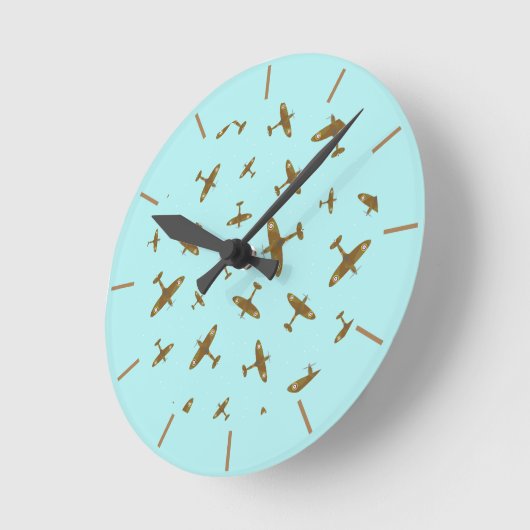 スピットファイア飛行機退職した退役軍人航空機パイロット ラウンド壁時計 (傾斜)