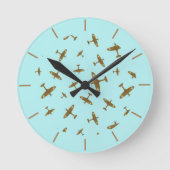 スピットファイア飛行機退職した退役軍人航空機パイロット ラウンド壁時計 (正面)