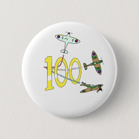 スピットファイア100歳の誕生日 缶バッジ (正面)