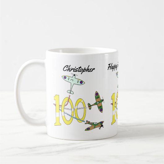 スピットファイア100誕生日 コーヒーマグカップ (左)