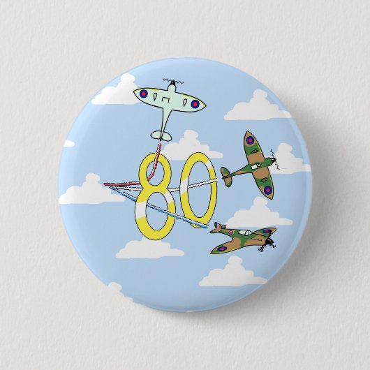 スピットファイア80歳の誕生日 (青空) 缶バッジ (正面)