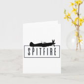 スピットファイア、象徴的な英国の戦闘機の飛行機_を カード (黄色い花)
