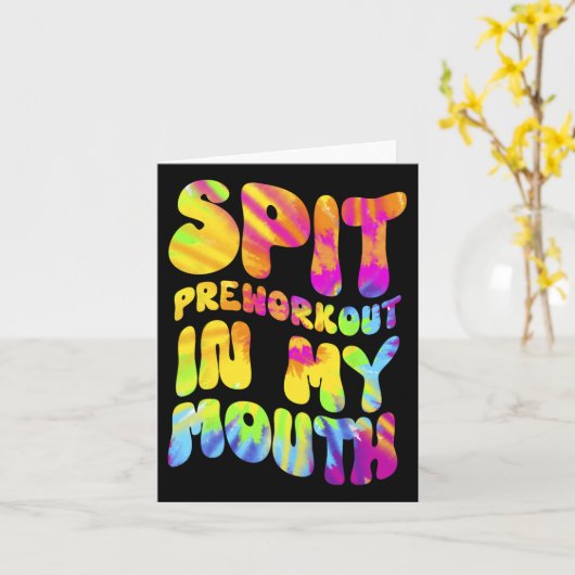 スピットプレワークアウトで私の口おもしろいジム絞り染めティー カード (黄色い花)