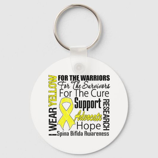 スピナビフィダI衣服イエローリボントリビュート キーホルダー (正面)