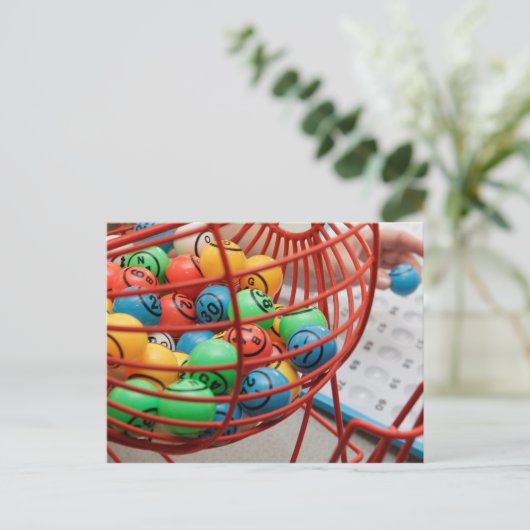 スピナーカラフルのビンゴボール ポストカード (スタンド正面)