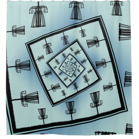 スピニングディスクゴルフバスケット シャワーカーテン (正面)