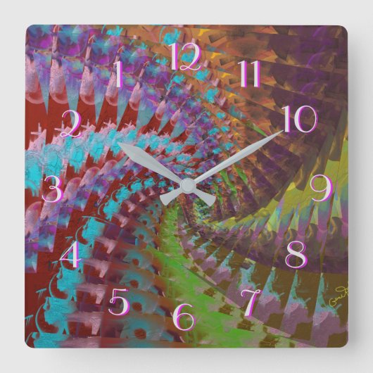 スピニング風のバッククロック スクエア壁時計 (正面)