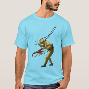 スピニーロブスターとヴィンテージの潜水士 Tシャツ