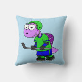 スピノサウルスのホッケー選手のイラストレーション。 クッション (裏面)