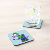 スピノサウルスのホッケー選手のイラストレーション。 コースター (右側)