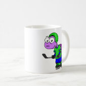 スピノサウルスのホッケー選手のイラストレーション。 コーヒーマグカップ (正面右)