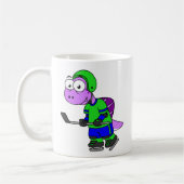 スピノサウルスのホッケー選手のイラストレーション。 コーヒーマグカップ (左)