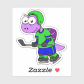 スピノサウルスのホッケー選手のイラストレーション。 シール (シート)