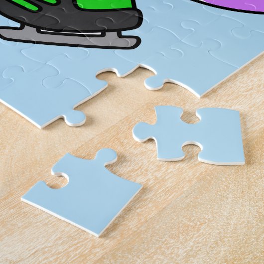 スピノサウルスのホッケー選手のイラストレーション。 ジグソーパズル (側面)