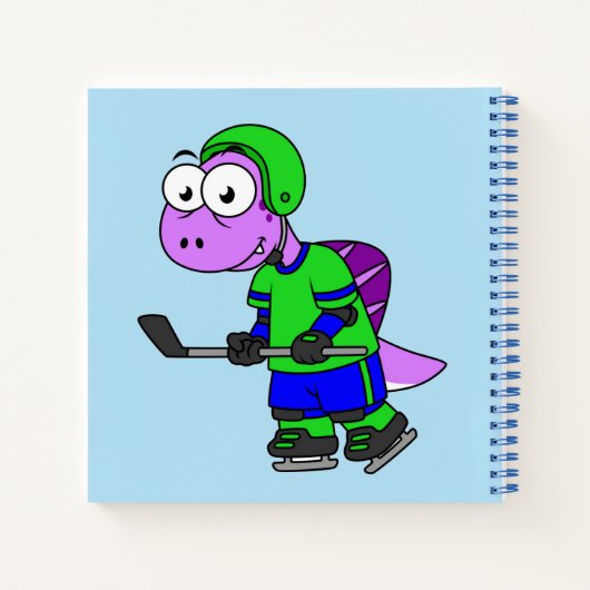 スピノサウルスのホッケー選手のイラストレーション。 ノートブック (裏面)