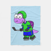 スピノサウルスのホッケー選手のイラストレーション。 フリースブランケット (正面)