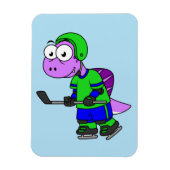 スピノサウルスのホッケー選手のイラストレーション。 マグネット (縦)