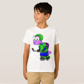 スピノサウルスのホッケー選手のイラストレーション。 Tシャツ (正面フル)