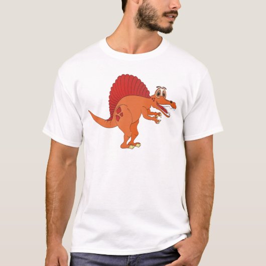スピノサウルスの漫画 Tシャツ (正面)