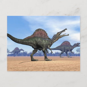 スピノサウルス恐竜の歩行 - 3Dレンダリング ポストカード