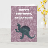 スピノサウルス恐竜カスタム誕生日 カード (黄色い花)