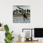 スピノサウルス食べ物恐竜の魚 – 3描写D ポスター (ホームオフィス)