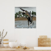 スピノサウルス食べ物恐竜の魚 – 3描写D ポスター (キッチン)