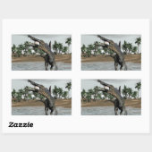 スピノサウルス食べ物恐竜の魚 – 3描写D  長方形シール (シート)