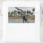 スピノサウルス食べ物恐竜の魚 – 3描写D  長方形シール (バッグ)