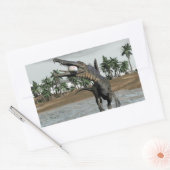 スピノサウルス食べ物恐竜の魚 – 3描写D  長方形シール (封筒)