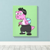 スピノサウルス・ブルース・リーのイラストレーション。 キャンバスプリント (インサイチュ (ウッドフロア))