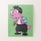 スピノサウルス・ブルース・リーのイラストレーション。 ジグソーパズル (縦)