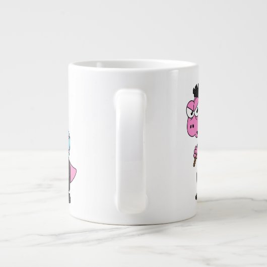 スピノサウルス・ブルース・リーのイラストレーション。 ジャンボコーヒーマグカップ (裏面)