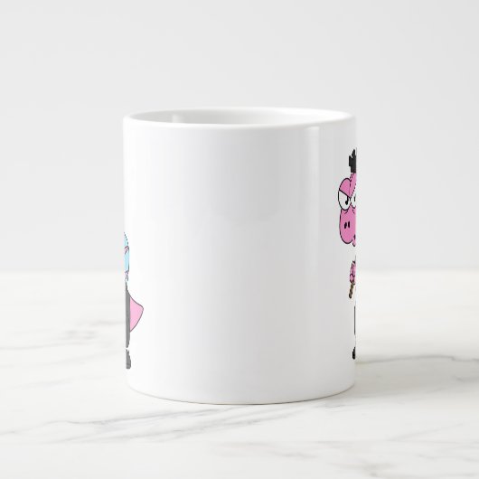 スピノサウルス・ブルース・リーのイラストレーション。 ジャンボコーヒーマグカップ (正面)