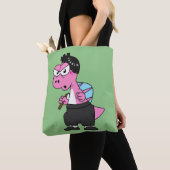 スピノサウルス・ブルース・リーのイラストレーション。 トートバッグ (クローズアップ)