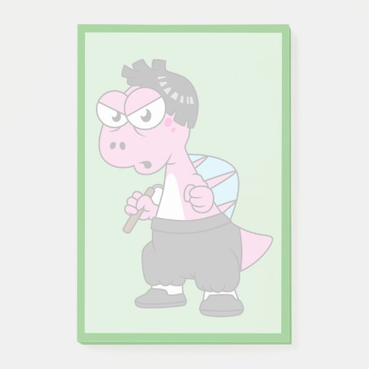 スピノサウルス・ブルース・リーのイラストレーション。 ポストイット (正面)