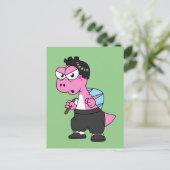 スピノサウルス・ブルース・リーのイラストレーション。 ポストカード (スタンド正面)